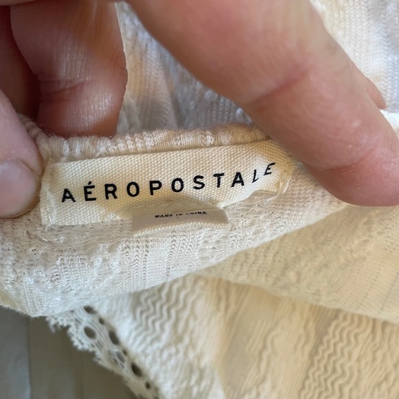 Aeropostale Cami Top Lace Trim Bow‎ Front White Tank Top Cottagecore S Fairycore - Picture 7 of 9